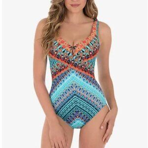 Miraclesuit Casbah Escape tummy Control Underwire One Piece Swimsuit Size 12